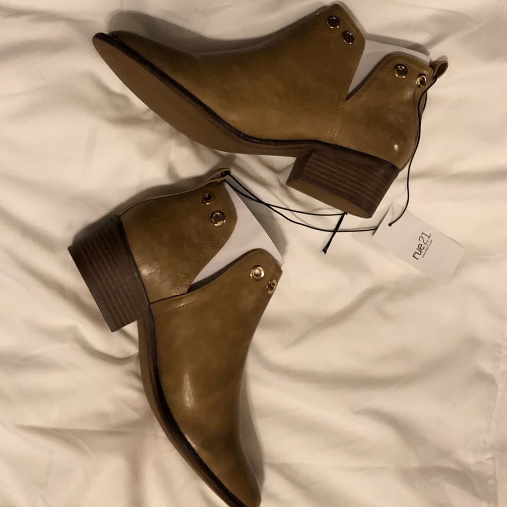 Faux Leather Studded Booties[Brand New]